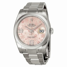 Rolex Datejust Pink Floral Dial Automatic Stainless Steel Unisex Watch 116200PFAO