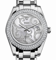 Rolex Datejust Rhodium Set with Diamond Dial 18 Carat White Gold Automatic Ladies Watch 81339ARABESQUE