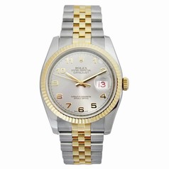 Rolex Datejust Silver Arabic Dial Jubilee Bracelet Fluted Bezel Two Tone Men's Watch 116233SAJ