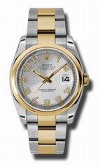 Rolex Datejust Silver Concentric Dial Automatic Stainless Steel and 18K Yellow Gold Men's Watch 116203SCAO