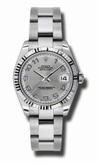 Rolex Datejust Silver Concentric Dial Automatic White Gold Bezel Steel Ladies Watch 178274SCAO