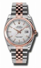 Rolex Datejust Silver Dial Stainless Steel with 18kt Pink Gold Men's Watch 116201SSJ