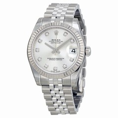 Rolex Datejust Silver Diamond Dial Jubilee Bracelet 18k White Gold Fluted Bezel Unisex Watch 178274SDJ