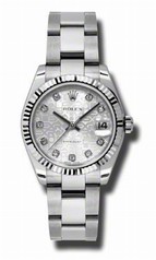 Rolex Datejust Silver Jubilee Dial Automatic White Gold Bezel Steel Ladies Watch 178274SJDO