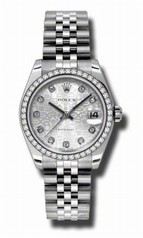 Rolex Datejust Silver Jubilee Diamond Dial 18kt White Gold Diamond Bezel Ladies Watch 178384SJDJ