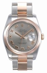 Rolex Datejust Silver Roman Dial Oyster Bracelet Two Tone Men's Watch 116201SRO