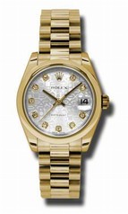 Rolex Datejust Siver Jubilee dial Sutomatic 18kt Yellow Gold President Ladies Watch 178248SJDP