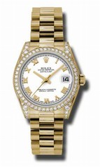 Rolex Datejust White Automatic 18kt Yellow Gold President Ladies Watch 178158WRP
