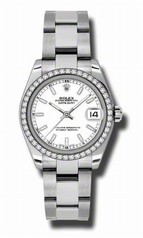 Rolex Datejust White Dial 18kt White Gold Diamond Bezel Ladies Watch 178384WSO