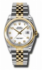 Rolex Datejust White Dial Automatic Stainless Steel and 18K Yellow Gold Men's Watch 116203WAJ