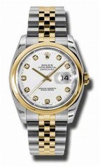 Rolex Datejust White Dial Automatic Stainless Steel and 18K Yellow Gold Men's Watch 116203WDJ