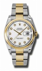 Rolex Datejust White Dial Automatic Stainless Steel and 18K Yellow Gold Men's Watch 116203WDO