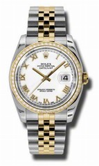 Rolex Datejust White Dial Automatic Stainless Steel and 18kt Yellow Gold Ladies Watch 116243WRJ