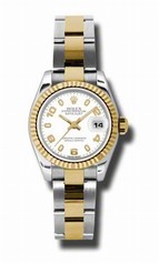 Rolex Datejust White Dial Automatic Stainless Steel and 18kt Yellow Gold Ladies Watch 179173WASO
