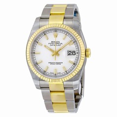 Rolex Datejust White Dial Automatic Stainless Steel and 18kt Yellow Gold Men's Watch 116233WSO