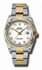 Rolex Datejust White Dial Automatic Stainless Steel and 18kt Yellow Gold Men's Watch 116233WAO