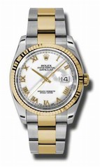 Rolex Datejust White Dial Automatic Stainless Steel and 18kt Yellow Gold Men's Watch 116233WRO