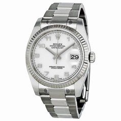 Rolex Datejust White Dial Automatic White Gold Bezel Steel Ladies Watch 116234WAO
