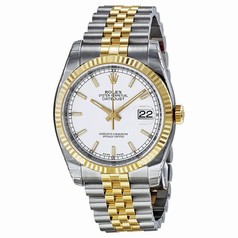 Rolex Datejust White Index Dial Jubilee Bracelet Fluted Bezel Two-tone Men's Watch 116233WSJ