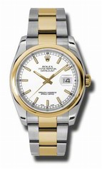Rolex Datejust White Index Dial Oyster Bracelet Two Tone Men's Watch 116203WSO