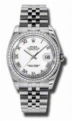 Rolex Datejust White Roman Dial 18k White Gold Diamond Bezel Jubilee Bracelet Men's Watch 116244WRJ