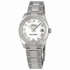 Rolex Datejust White Roman Dial Oyster Bracelet 18k White Gold Fluted Bezel Unisex Watch 178274WRO