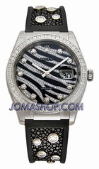 Rolex Datejust Zebra Stripe Diamond Dial Mens Watch 116189BBR