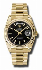 Rolex Day Date Black Index Dial President Bracelet 18k Yellow Gold Men's Watch 118238BBKSP