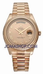 Rolex Day Date II Rose Roman Dial President Bracelet 18k Rose Gold Men's Watch 218235RRP