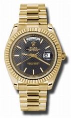 Rolex Day-Date Black Diagonal Motif Dial 18K Yellow Gold Automatic Men's Watch 228238BKDMSP
