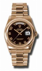 Rolex Day-Date Black Dial Automatic 18kt Rose Gold President Men's Watch 118205BKAP