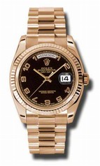 Rolex Day-Date Black Dial Automatic 18kt Rose Gold President Mens Watch 118235BKAP