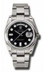 Rolex Day-Date Black Dial Automatic 18kt White Gold Oysterlock Men's Watch 118209BKDO