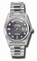 Rolex Day-Date Black Mother of Pearl Dial Automatic Platinum Men's Watch 118296BKMDP