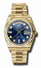 Rolex Day-date Blue Automatic 18kt Yellow Gold Men's Watch 118238BLDP