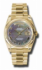 Rolex Day-Date Dark Mother Of Pearl Automatic 18kt Yellow Gold Men's Watch 118238BKMRP