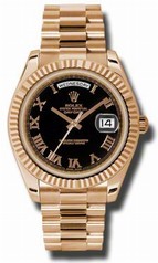 Rolex Day-Date II Black Dial 18kt Rose Gold Automatic Men's Watch 218235BKRP