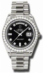 Rolex Day-Date II Black Dial Automatic 18kt White Gold Men's Watch 218349BKDP