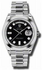 Rolex Day-Date II Black Dial Automatic Platinum Men's Watch 218206BKDP