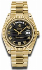 Rolex Day-date II Black Wave Automatic 18kt Yellow Gold Men's Watch 218238BKWVAP