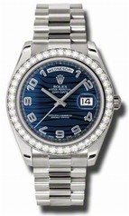 Rolex Day-Date II Blue Wave Dial Automatic 18kt White Gold Men's Watch 218349BLWAP