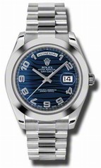 Rolex Day-Date II Blue Wave Dial Automatic Platinum Men's Watch 218206BLWAP