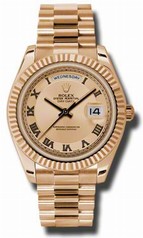 Rolex Day-Date II Champagne Concentric Dial Automatic 18kt Rose Gold President Men's Watch 218235CCRP