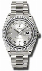 Rolex Day-Date II Silver Dial Automatic 18kt White Gold Men's Watch 218239SDP