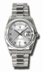 Rolex Day-Date Silver Automatic 18kt White Gold Ladies Watch118239SDP