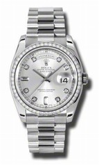 Rolex Day-Date Silver Dial Automatic Platinum Ladies Watch 118346SDP