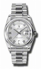 Rolex Day-Date Silver Dial Automatic Platinum Men's Watch 118206SDP