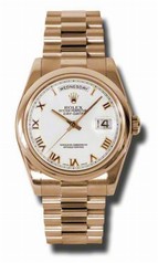 Rolex Day-Date White Dial Automatic 18kt Rose Gold President Men's Watch 118205WRP