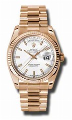 Rolex Day-Date White Dial Automatic 18kt Rose Gold President Men's Watch 118235WSP