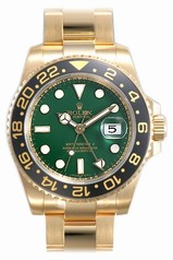 Rolex GMT Master II Green Dial Oyster Bracelet 18k Yellow Gold Men's Watch 116718GSO